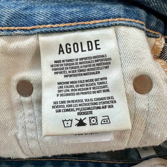 Agolde Women's Frayed Blue Jean Shorts - Picture 12 of 13